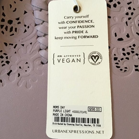 Vegan Leather Tote Urban Expressions Large Purple Light Moms Day Perforated - Picture 8 of 9